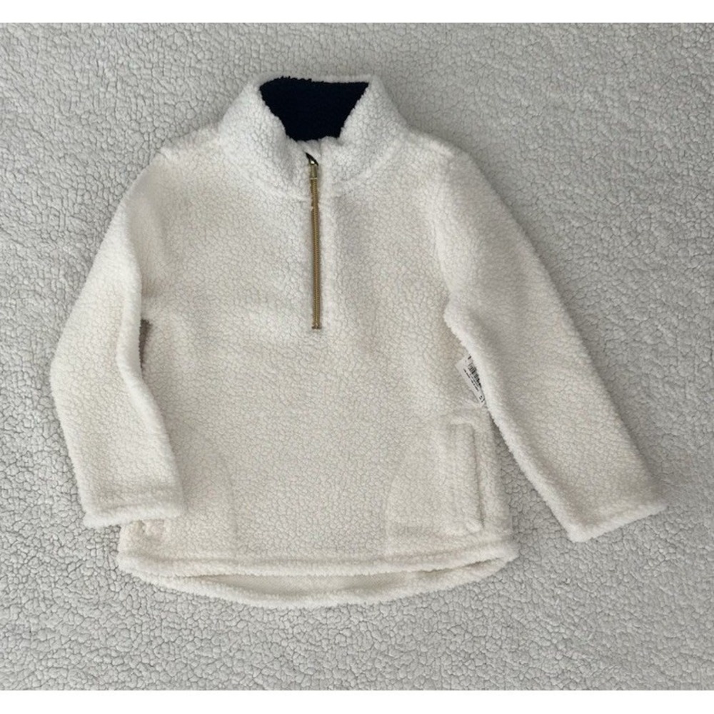 NEW Old Navy Sherpa Fleece 1/4 Zip Pullover Toddler Boys Size 5T White Sweater